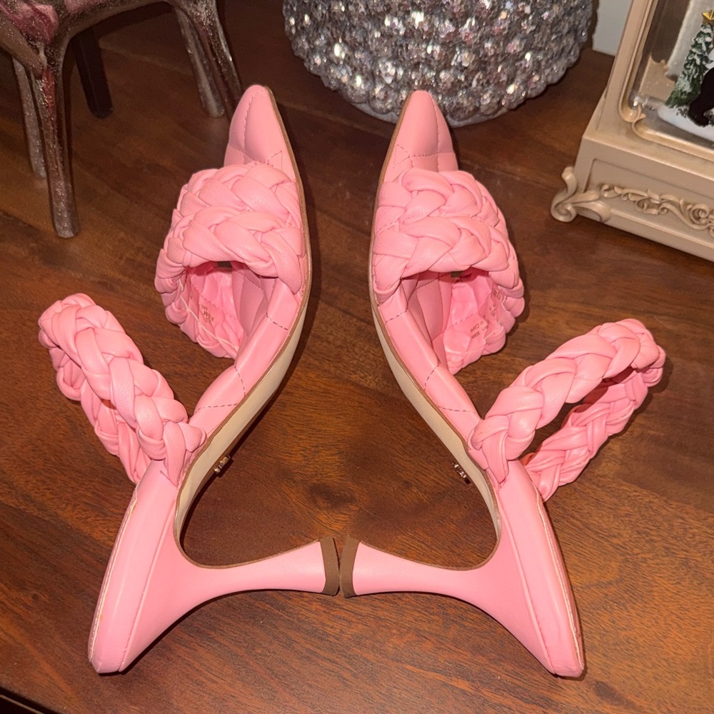 Vibrant Pink Braided Women's Sandals Sam Edelman heels size 8.5 - Picture 4 of 9